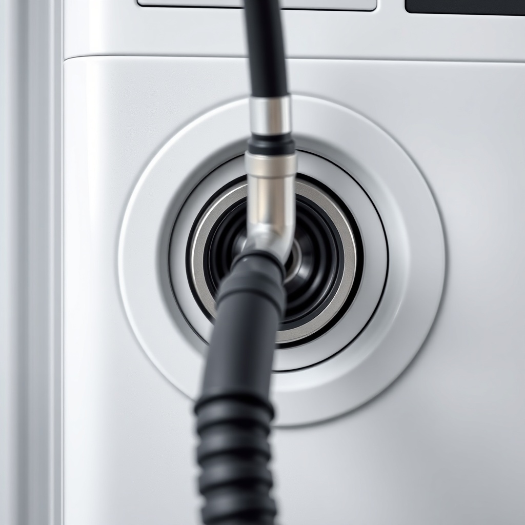 <clean photorealistic photo of a Bosch GDB 350 WC machine with a visible water hose connec