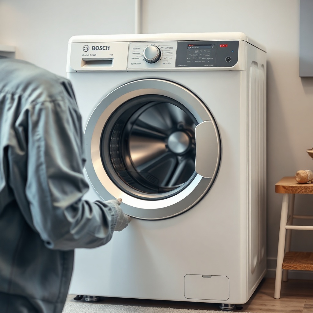 Bir operatörün beyaz koruyucu eldivenle Bosch GDB 350 WC makinesine elmas ucu takarken ell